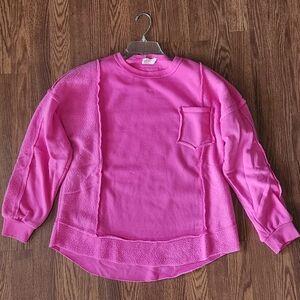 Vibrant Pink Women's Sweatshirt with Pocket